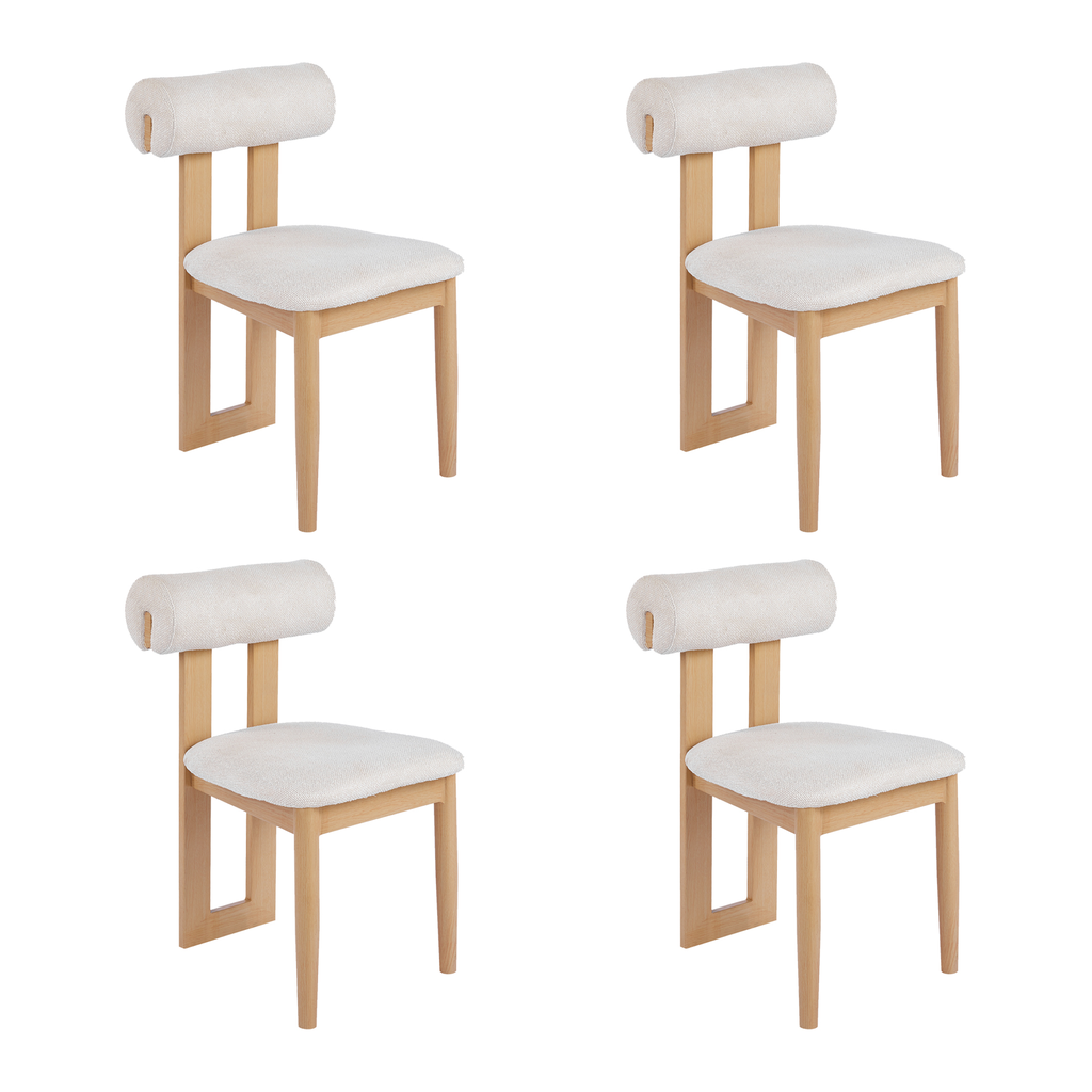 [4Silla-Bari-Bei] Set 4 Sillas Bari Tapizadas Beige Acabado Madera