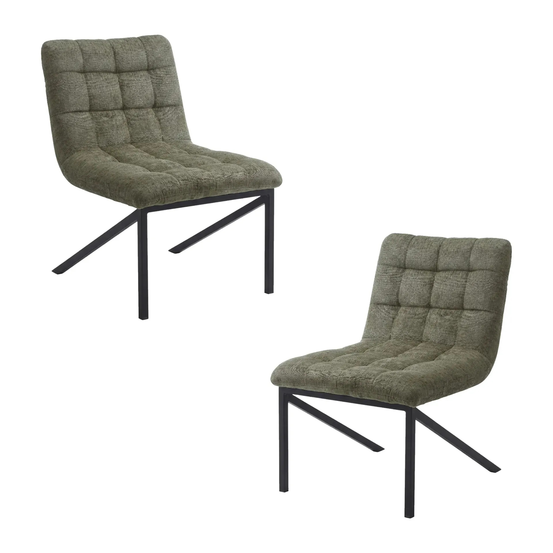Silla Groove verde capitoné patas metálicas