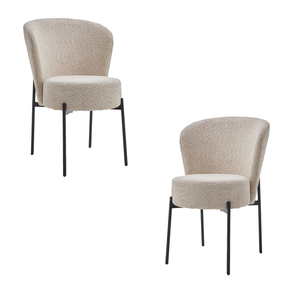 2 Sillas Aura Beige bouclé patas metálicas
