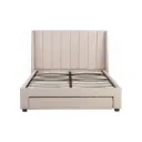 Base de Cama Tapizada Beige Queen con Cabecera Acolchada