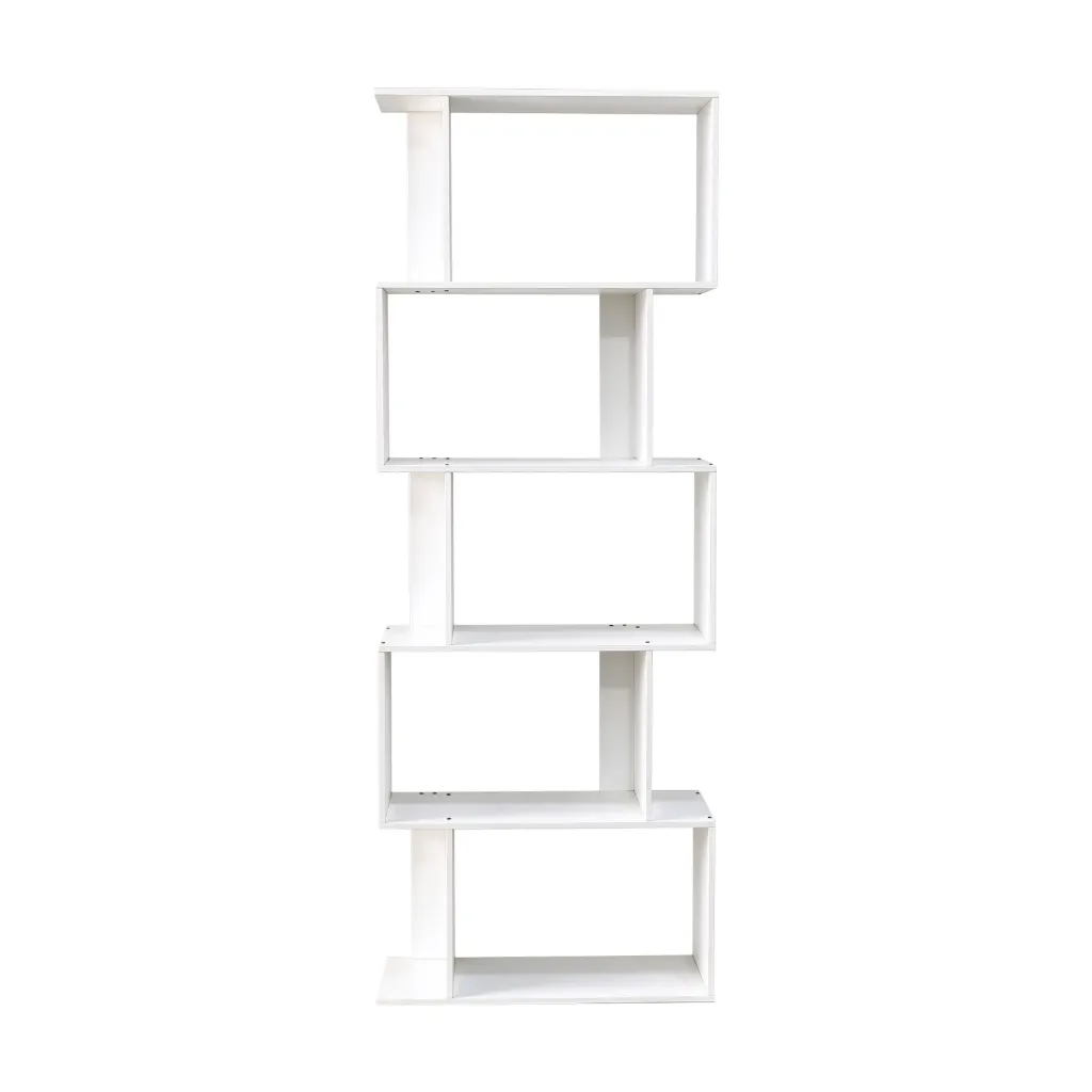 Librero zigzag blanco 5 niveles diseño en S