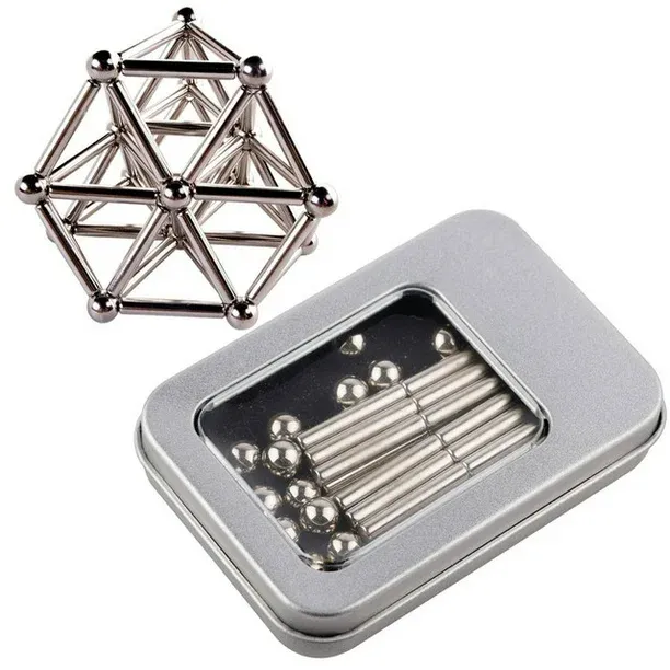 Set 36 barras y 27 bolas magnéticas plata