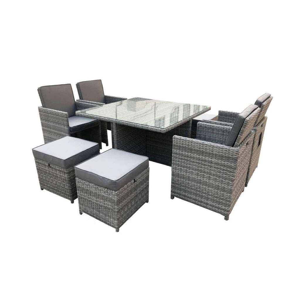 [CJ-Gris/4+4] Comedor para jardín