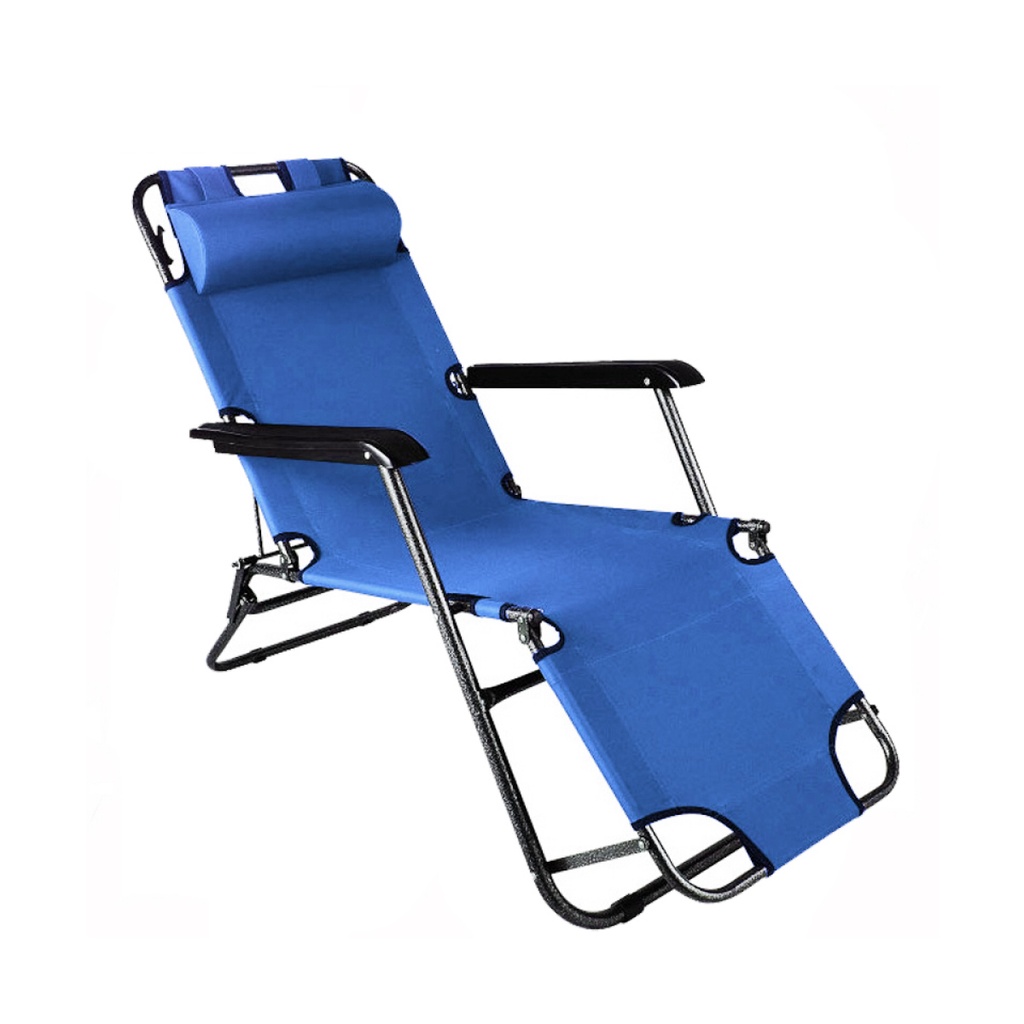 Silla camastro plegable con reposabrazos  Azul