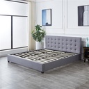 Base Con Cabecera Cama-PD054 de Madera King Lino Color Gris