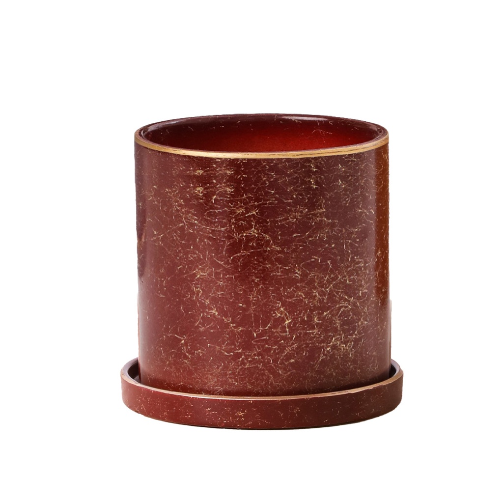 Macetero borde dorado HLFCS grande Rojo