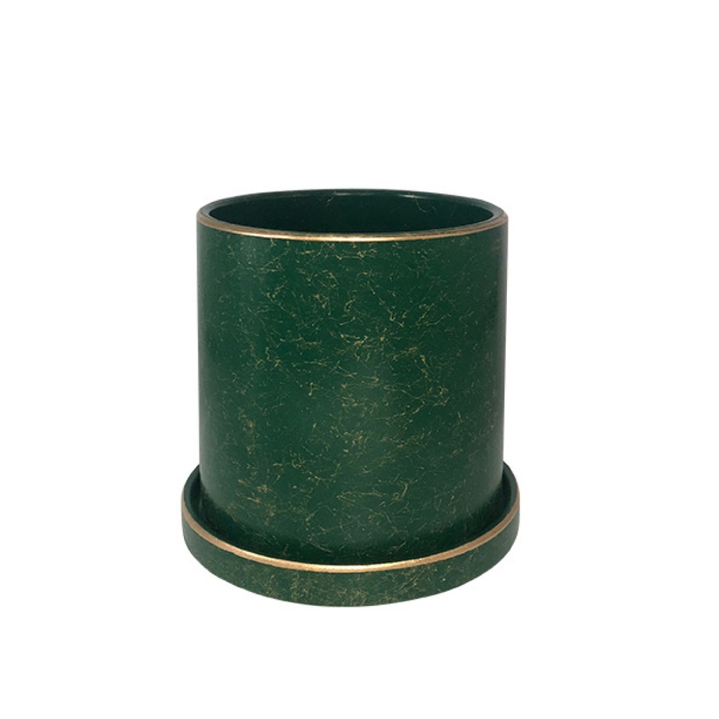[HLFCS-Gver] Macetero borde dorado HLFCS grande Verde