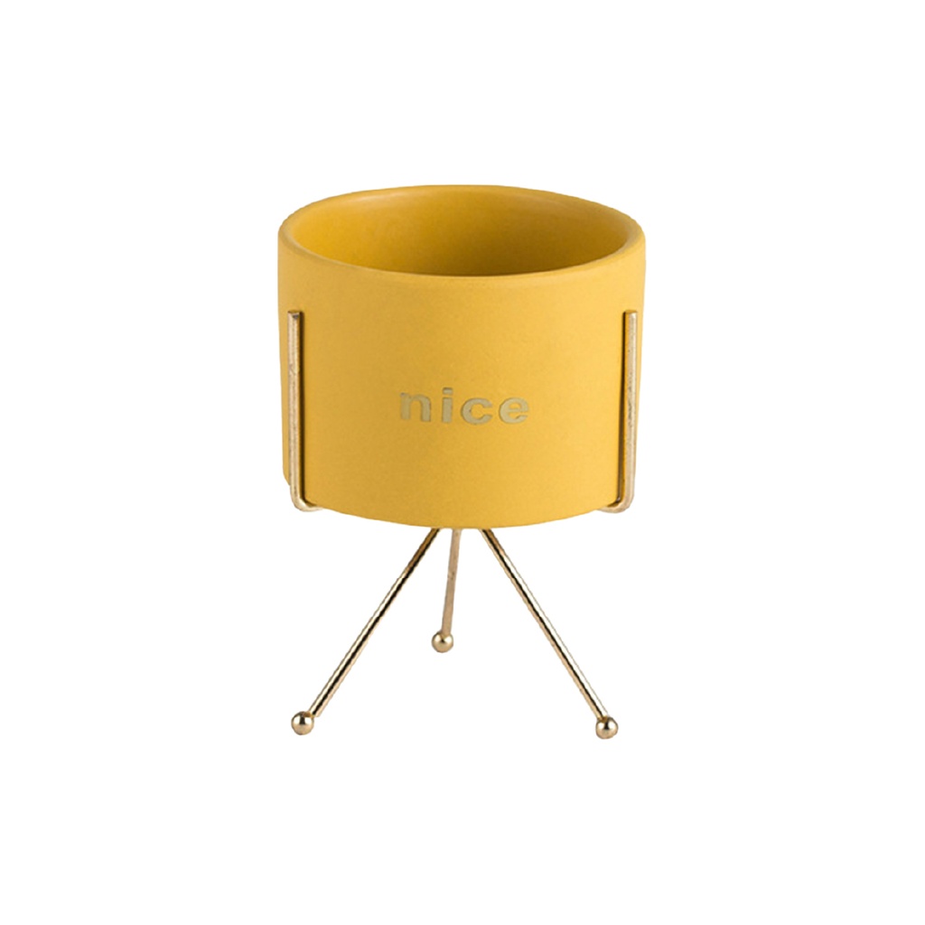 [JY1105-Gama] Macetero con soporte JY1105 grande Amarillo