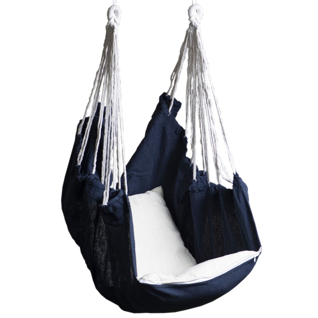 [LC-Amar] Silla colgante de algodón con cojín para exteriores e Interiores Azul marino