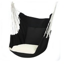 Silla colgante de algodón con cojín para exteriores e Interiores Negro