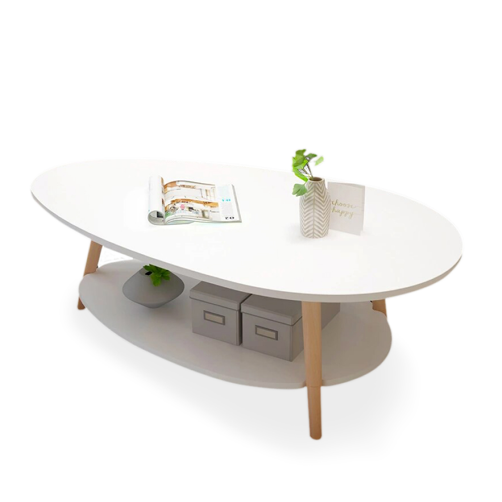 Mesa de centro ovalada 2 niveles