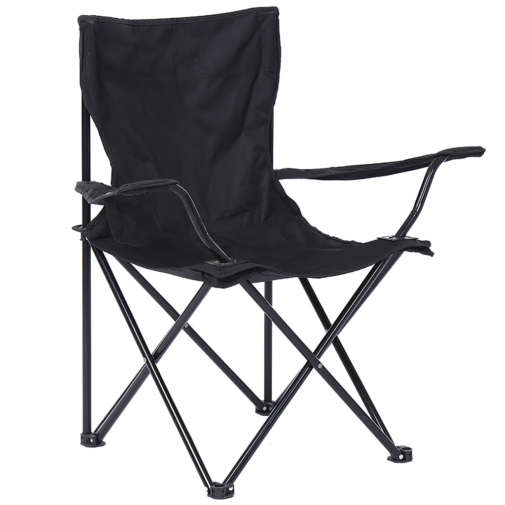 [SP-Negro] Silla plegable impermeable con funda y portavasos Negro