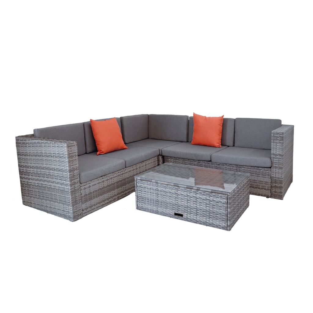 [Sala-Gris] Juego de sala esquinera para jardín Gris