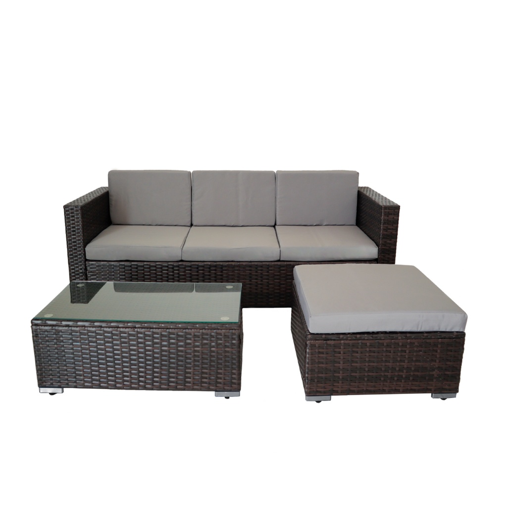 [SalaE-4P] Juego de sala esquinera para jardín de mimbre exteriores