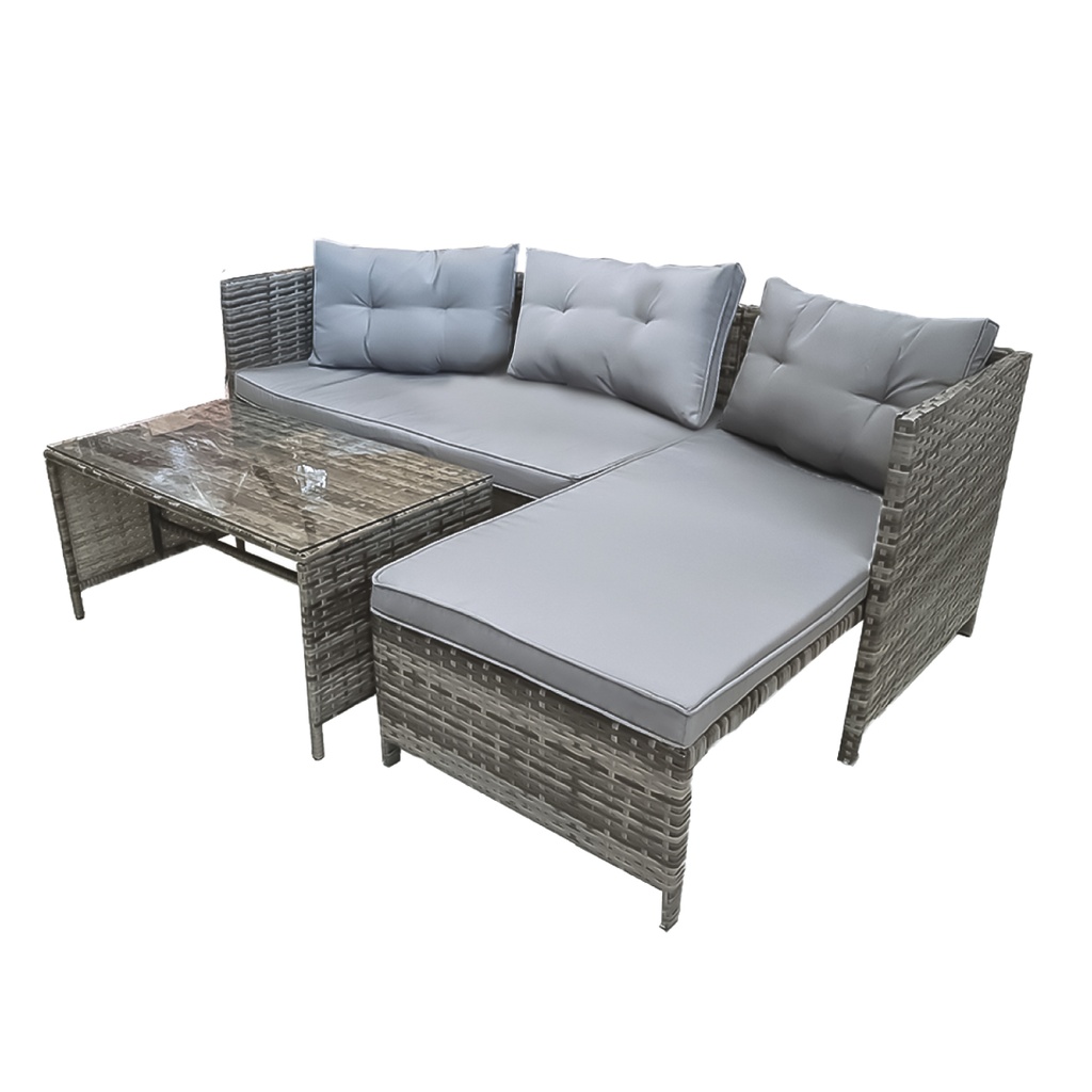 Juego de sala esquinera para jardín de mimbre