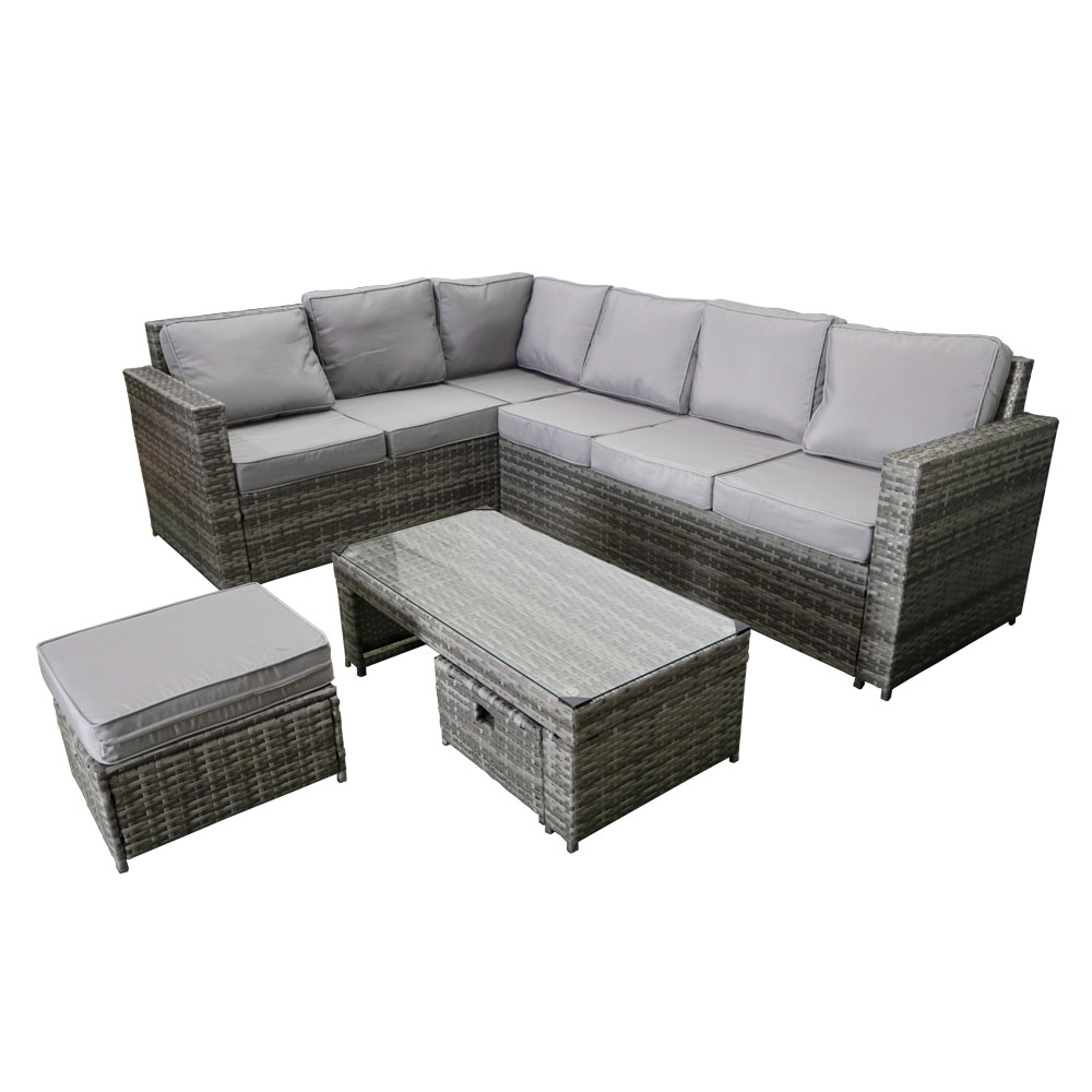 Juego de sala esquinera para jardín (Gris)