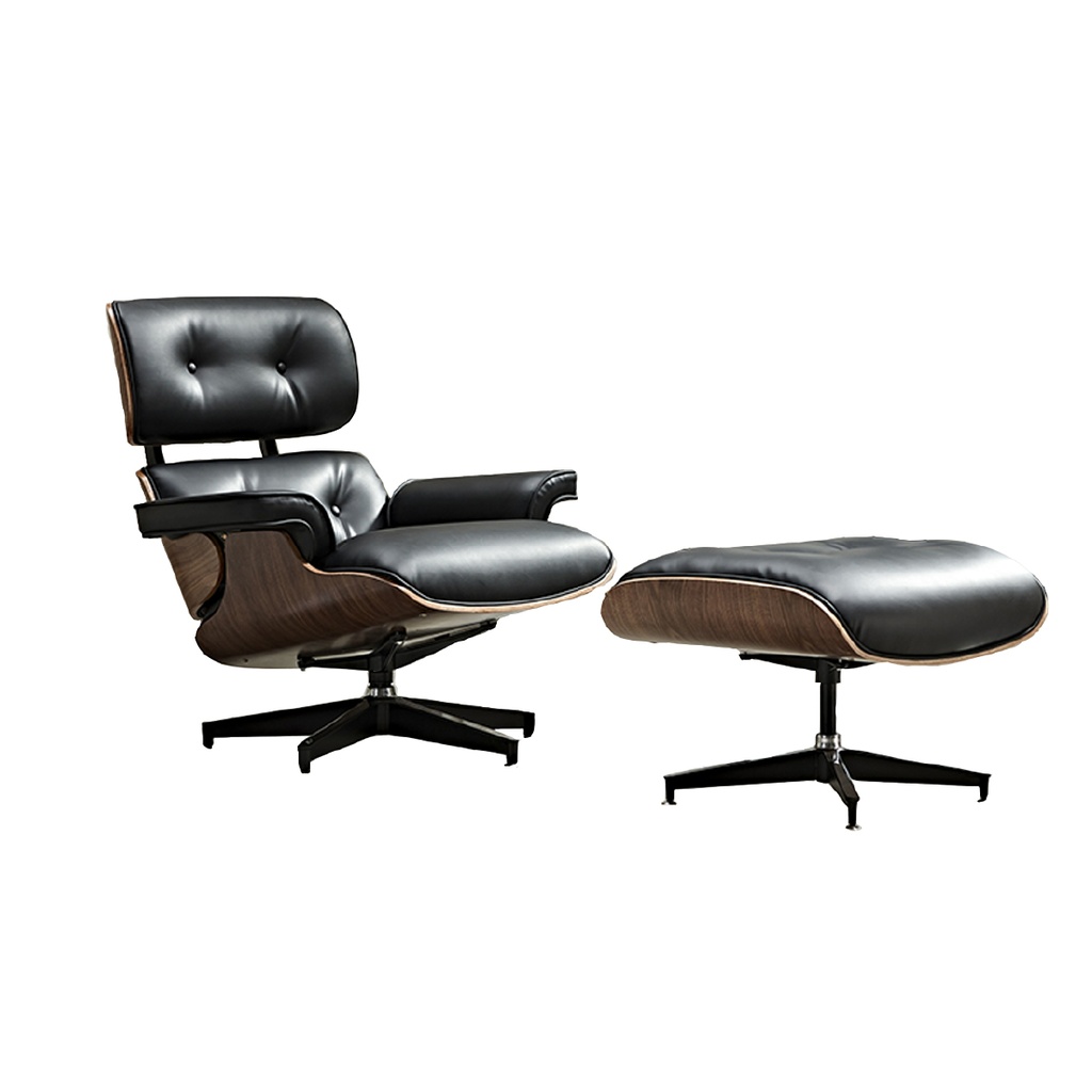 Silla para oficina reclinable de cuero Negro