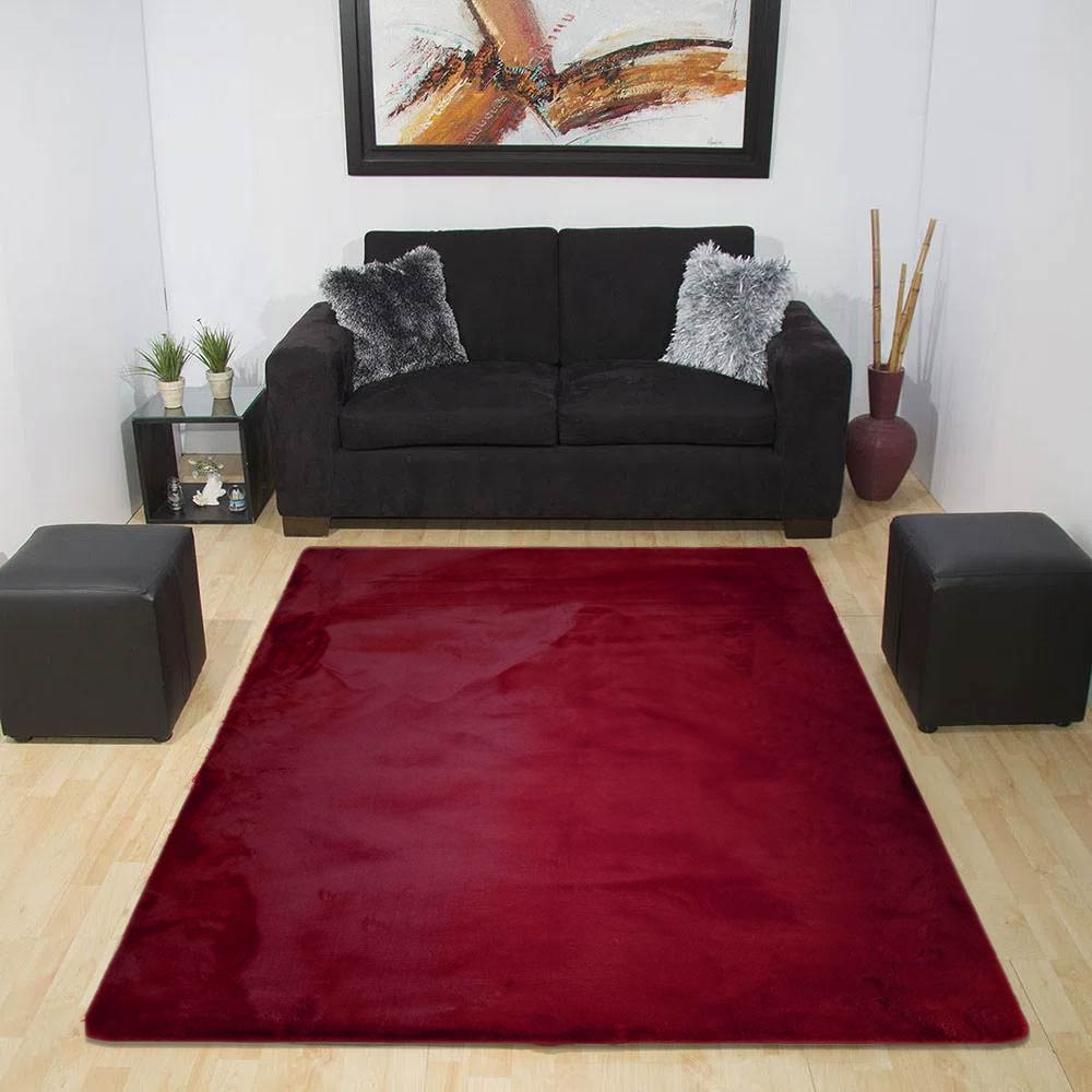 Tapete piel de conejo  Vino 2 x 1.60m