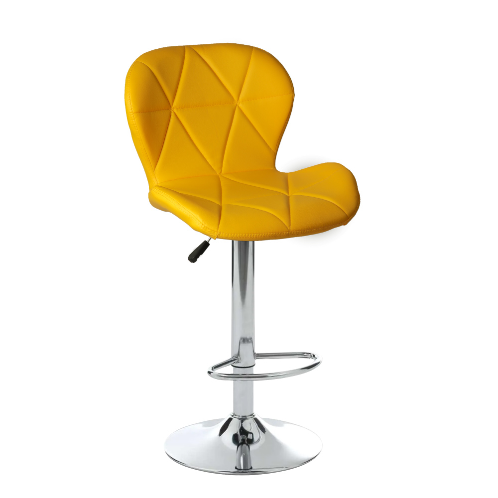 Silla de bar acolchada con respaldo geométrico Amarillo