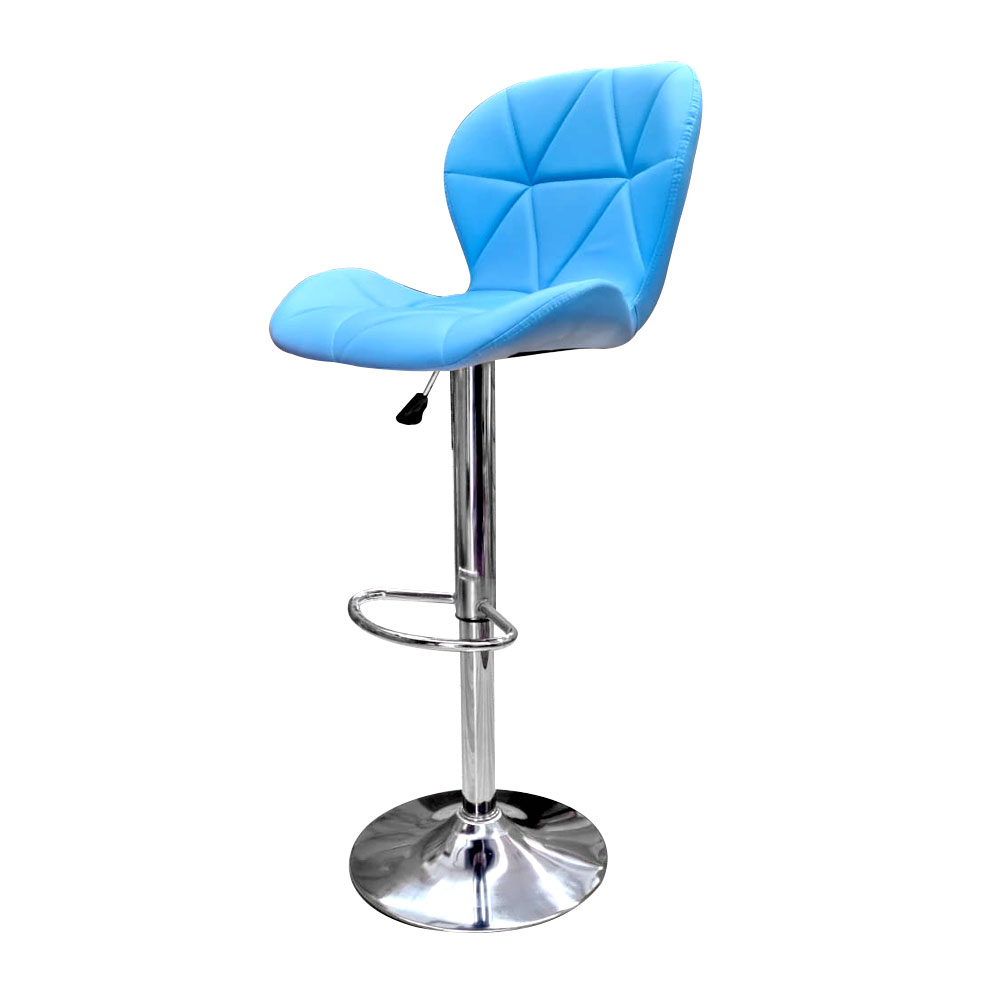 Silla de bar acolchada con respaldo geométrico Azul