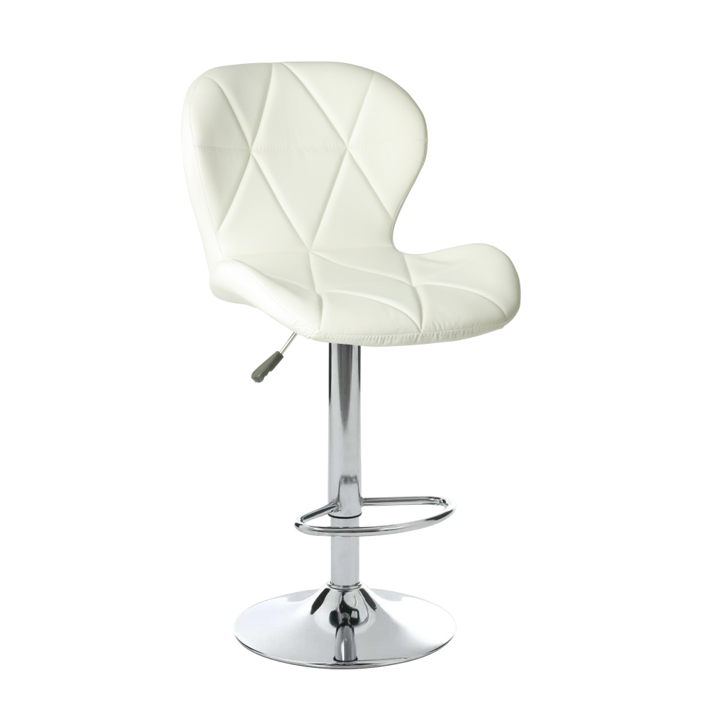 [TG-Bla] Silla de bar acolchada con respaldo geométrico Blanco