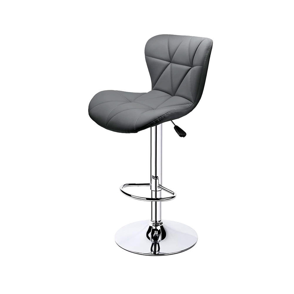 Silla de bar acolchada con respaldo geométrico Gris