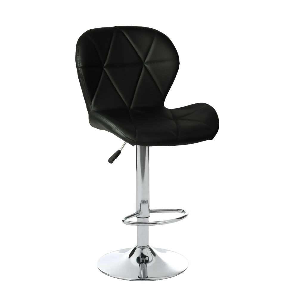 Silla de bar acolchada con respaldo geométrico Negro