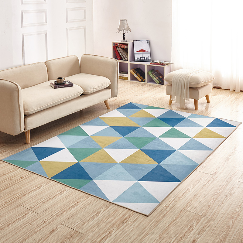 [TN-TriAz] Tapete nórdico  triángulos azules 2 x 1.60 m