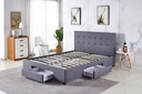 Base Con Cabecera Cama-P1940 de Madera Queen Lino Color Gris con Cajones