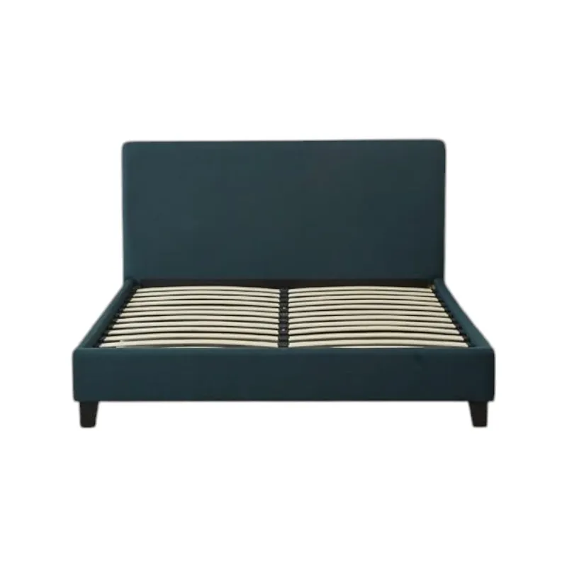 Base Con Cabecera Cama-P1004 de Madera Matrimonial Lino Color Verde