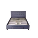 Base Con Cabecera Cama-PD054 de Madera Matrimonial Lino Color Gris