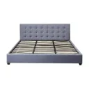 Base Con Cabecera Cama-PD054 de Madera Queen Lino Color Gris