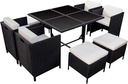 Comedor para Jardín Juego de 8 Sillas con Mesa de Vidrio Ilios Innova Exterior