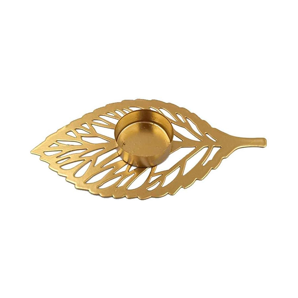 Portavela de Mesa Iliosinnova Hoja de Linden Dorada