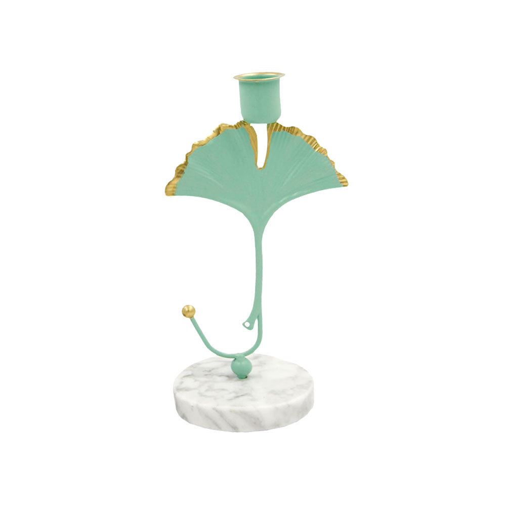 [PVM-Ginkgo] Portavela de Mesa Base Iliosinnova Mármol Floral color Verde