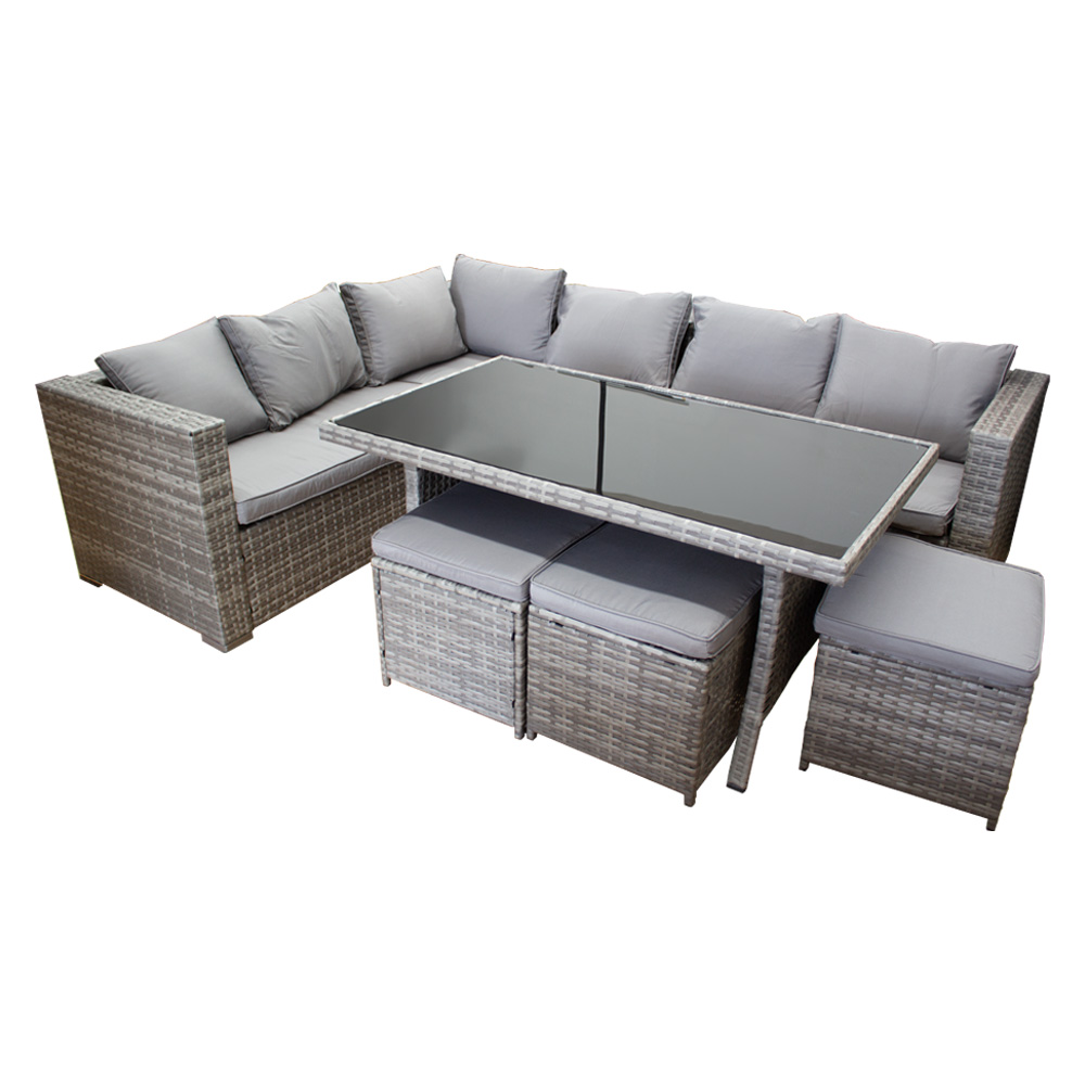 [SalaE-Comedor] Sala Comedor para jardín Esquinera Ilios Innova color Gris