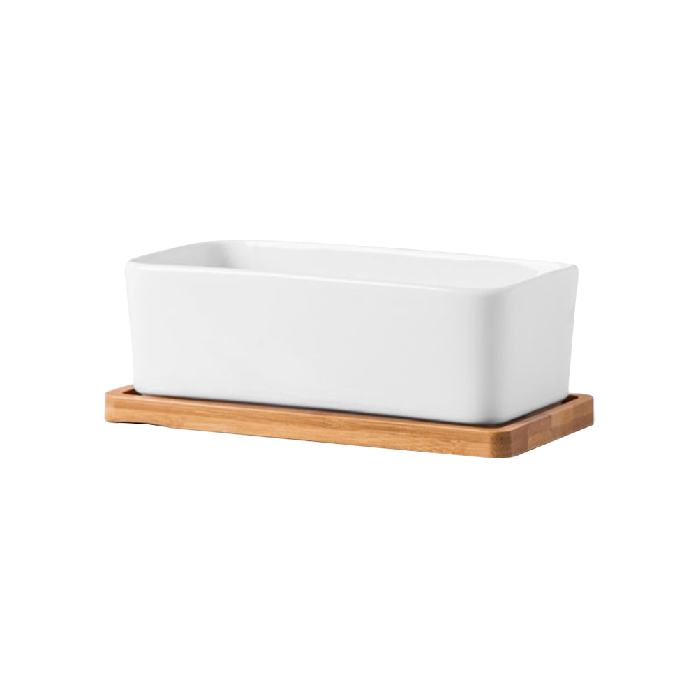[XSR17-B] Maceta de Cerámica Ilios Innova Rectangular Blanco