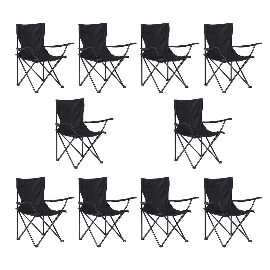 [10SP-Negro] 10 Sillas Plegables Playa Negra