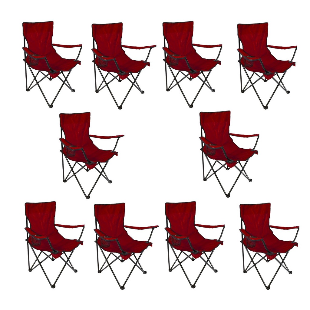 [10SP-Rojo] 10 Sillas Plegables Playa Roja