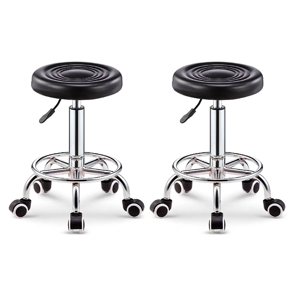 [2STR-Neg] 2 Taburetes Giratorios Ajustables Negro