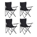 4 Sillas plegables impermeables con funda y portavasos Negro