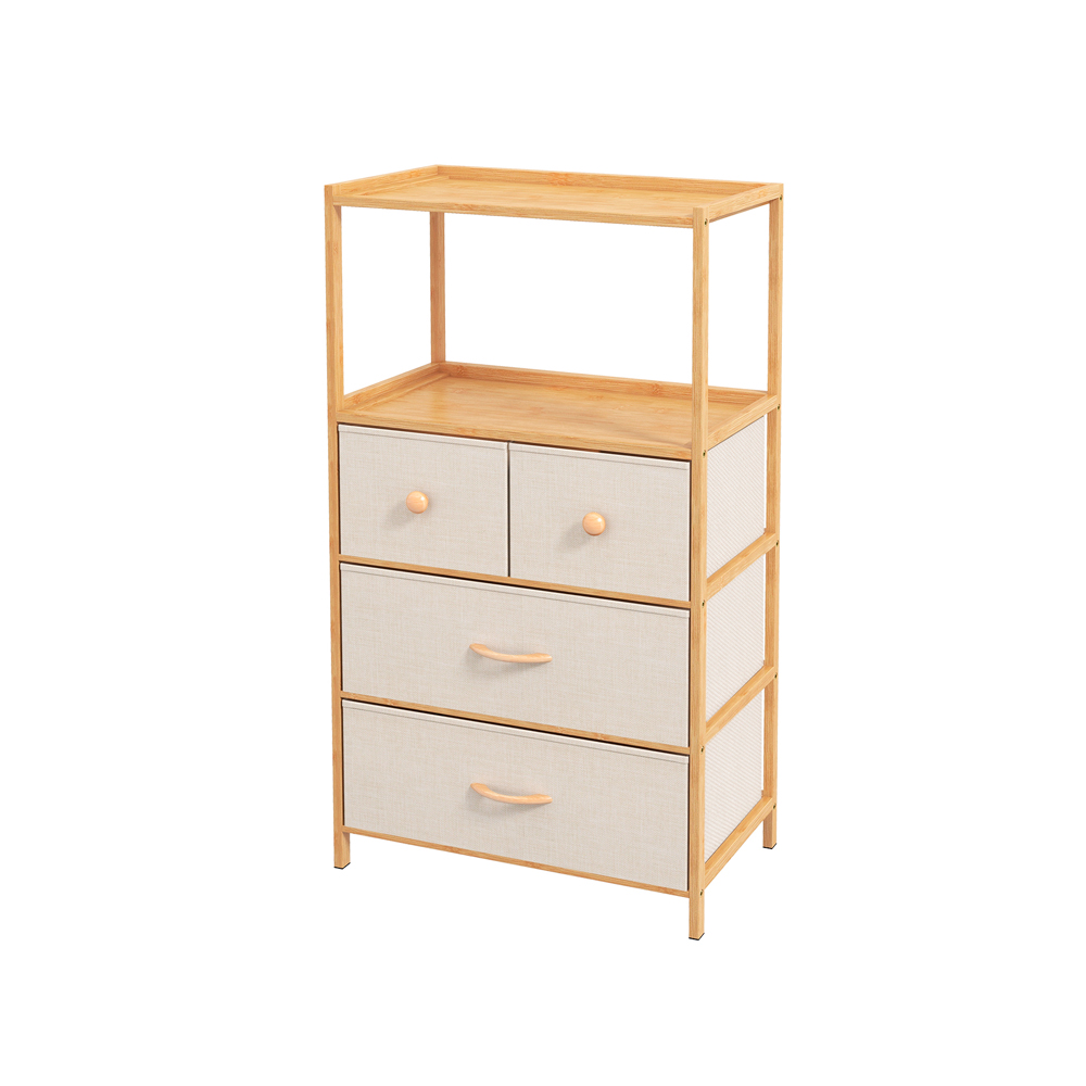 [Cajb4-Caf] Cajonera comoda Bambu de 4 cajones Cafe