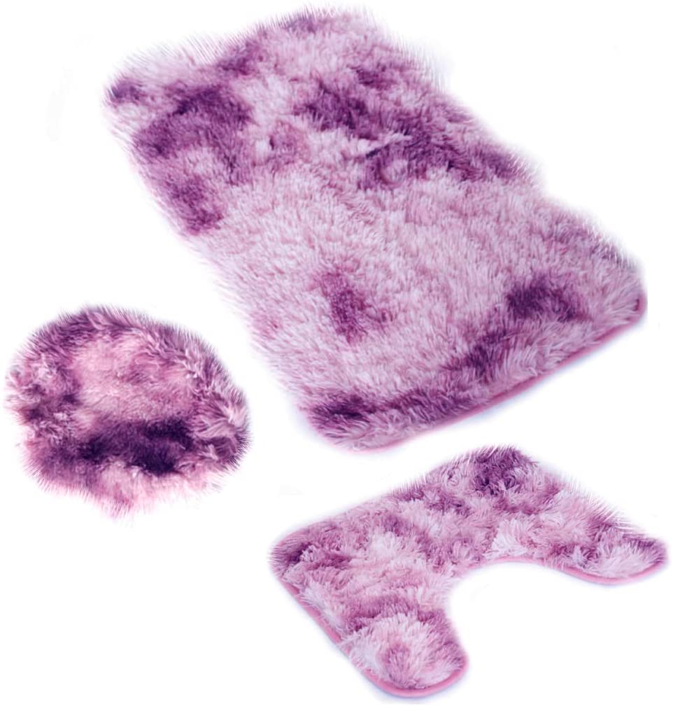 Tapete de baño juego 3 piezas alfombrillas motley Lila