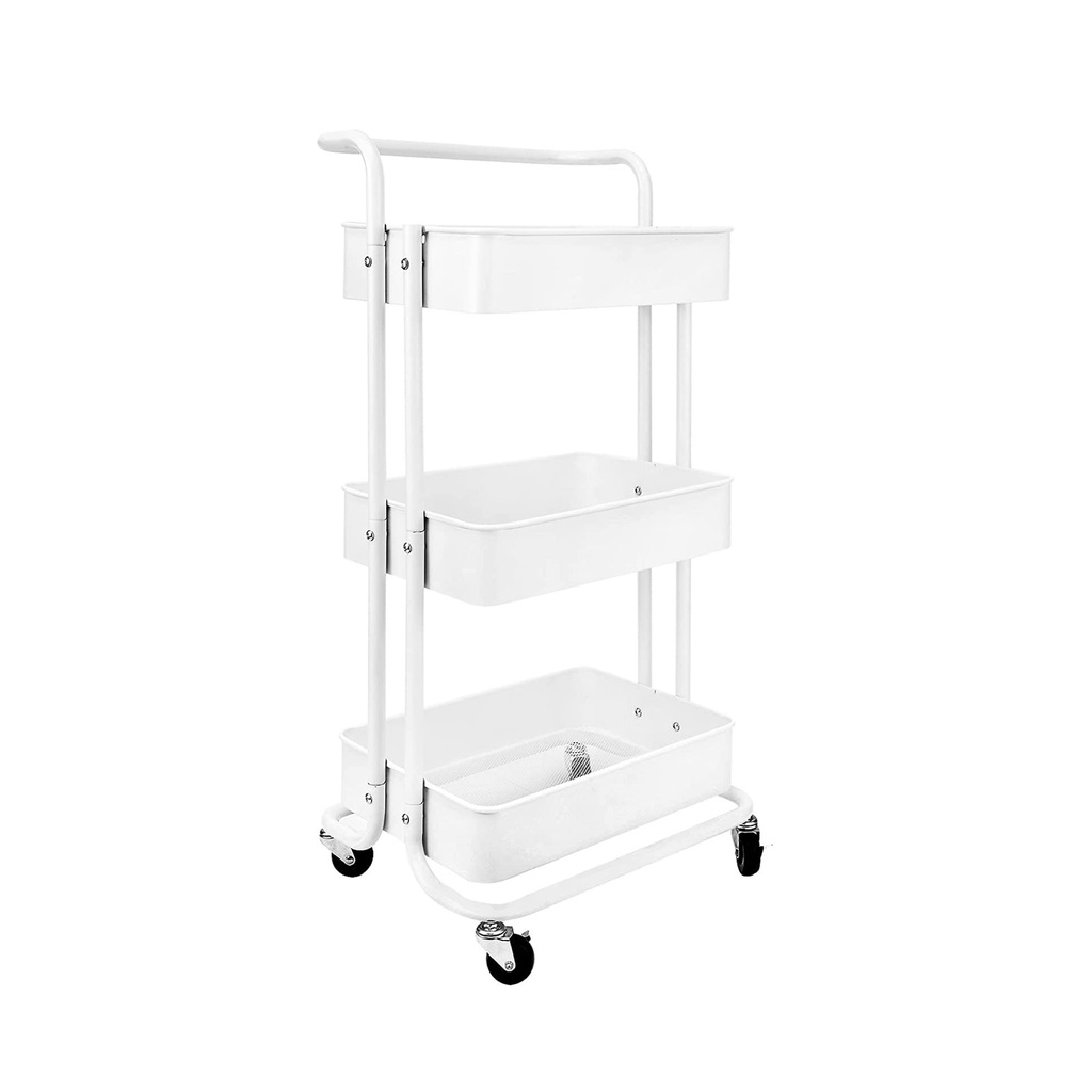 Carrito multifuncional organizador de metal Blanco