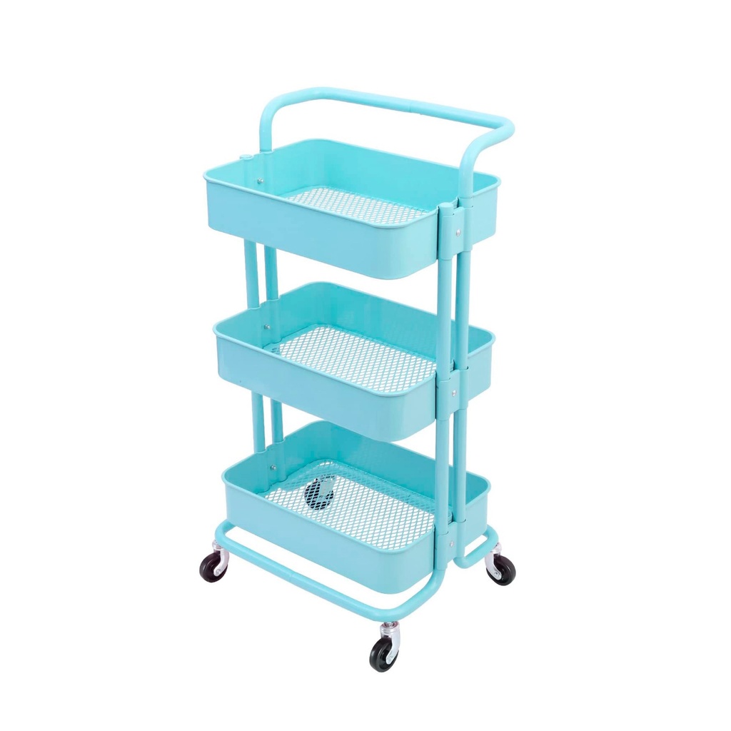 Carrito multifuncional organizador de metal Azul