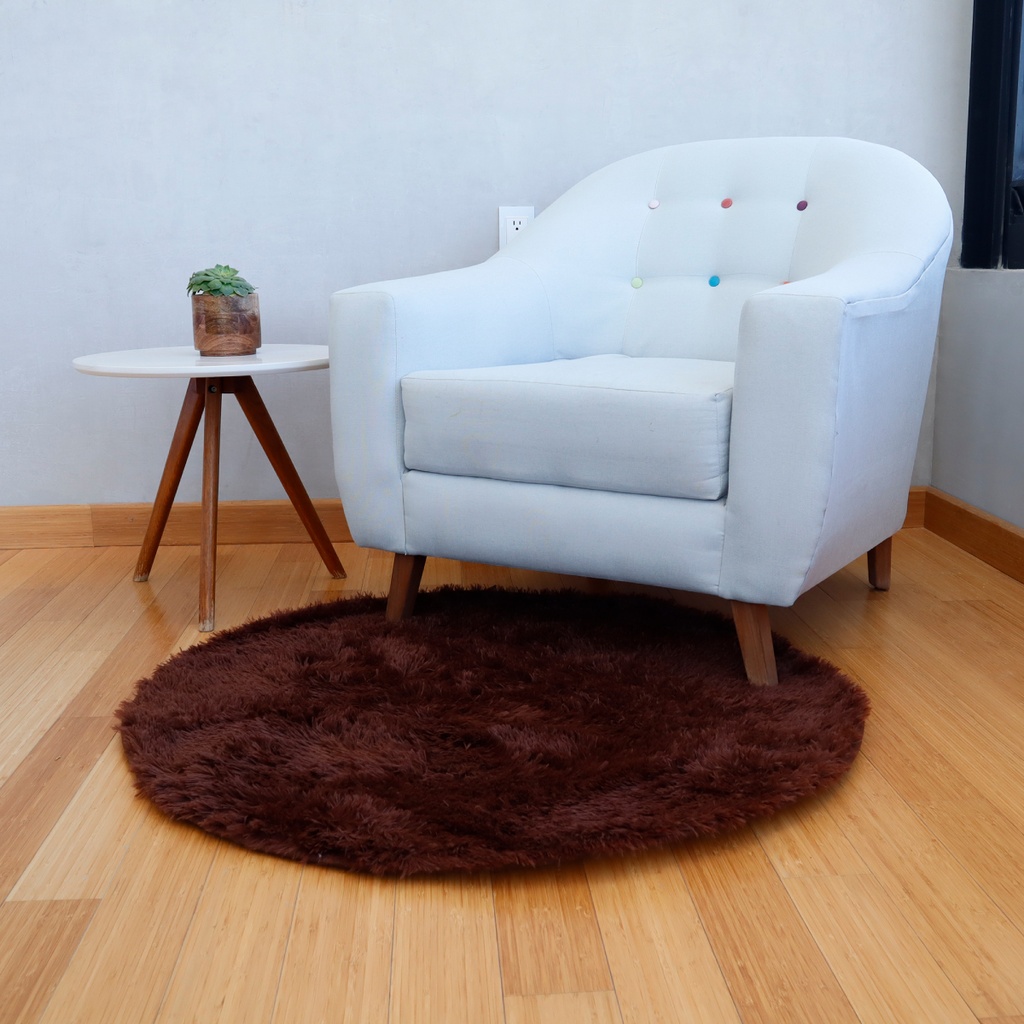 Tapete shag redondo Chocolate