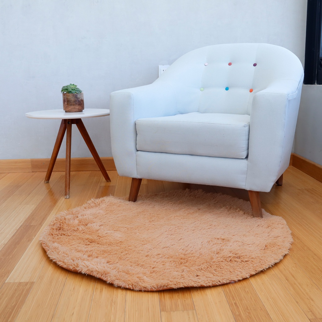 Tapete shag redondo Camel