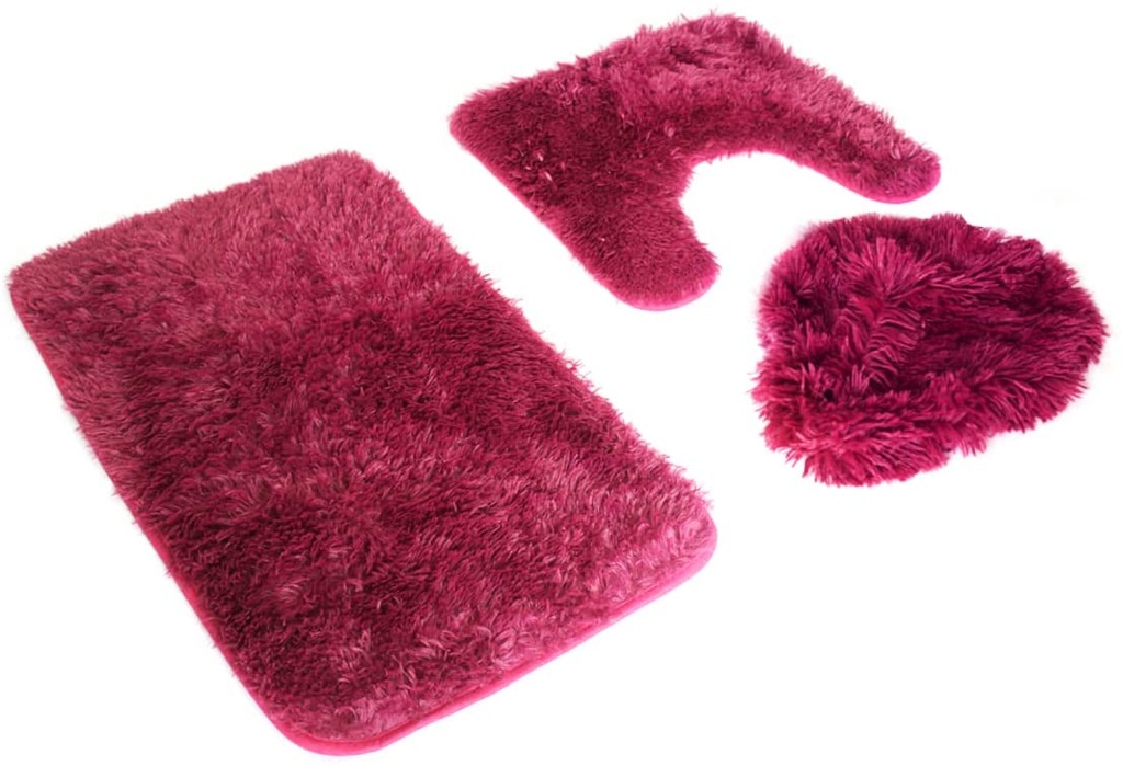 Tapete de baño juego 3 piezas alfombrillas shag uva