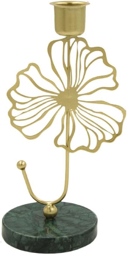 Portavela de Mesa Base Marmol Trebol Dorado