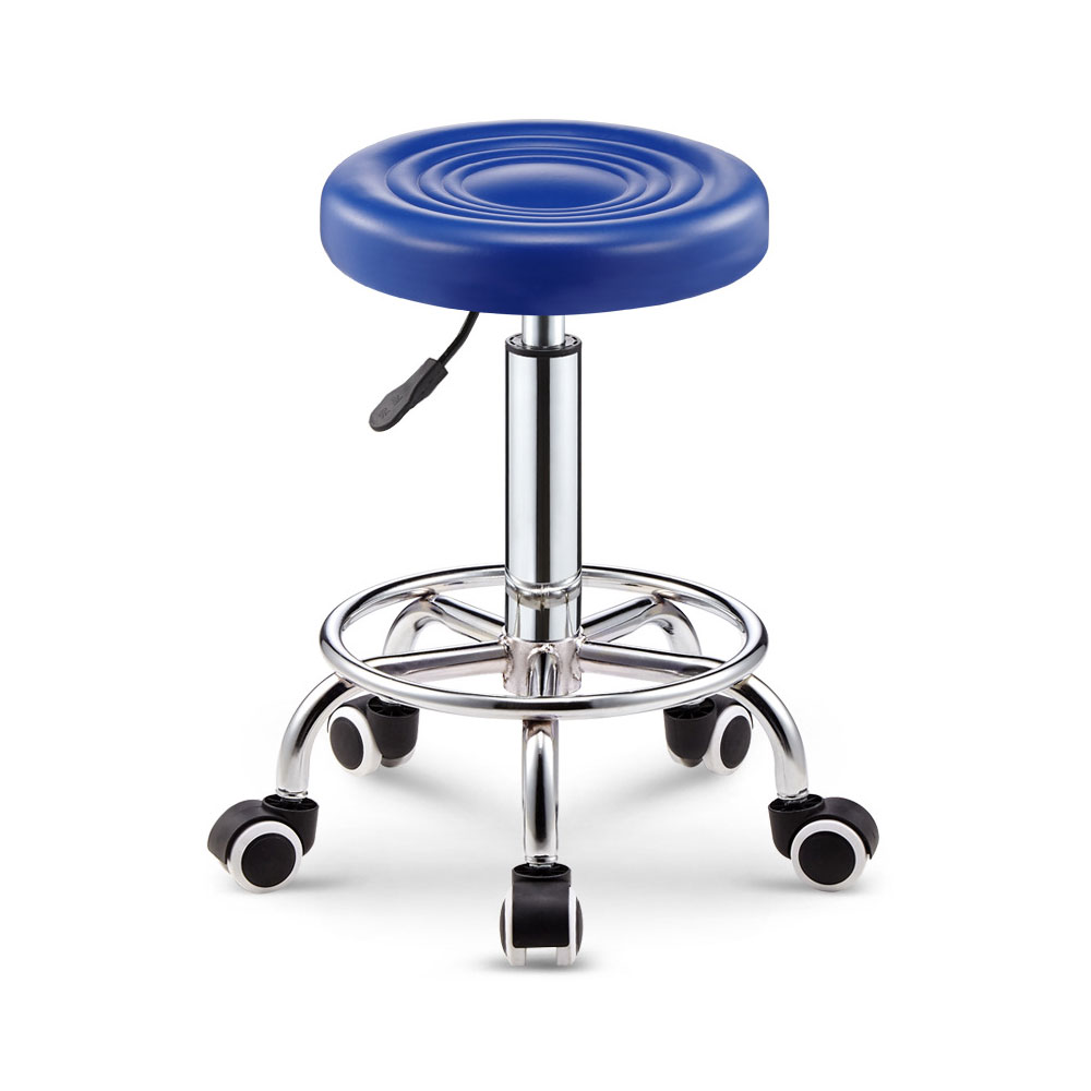 [STR-Azu] Taburete Giratorio Ajustable con Ruedas Azul